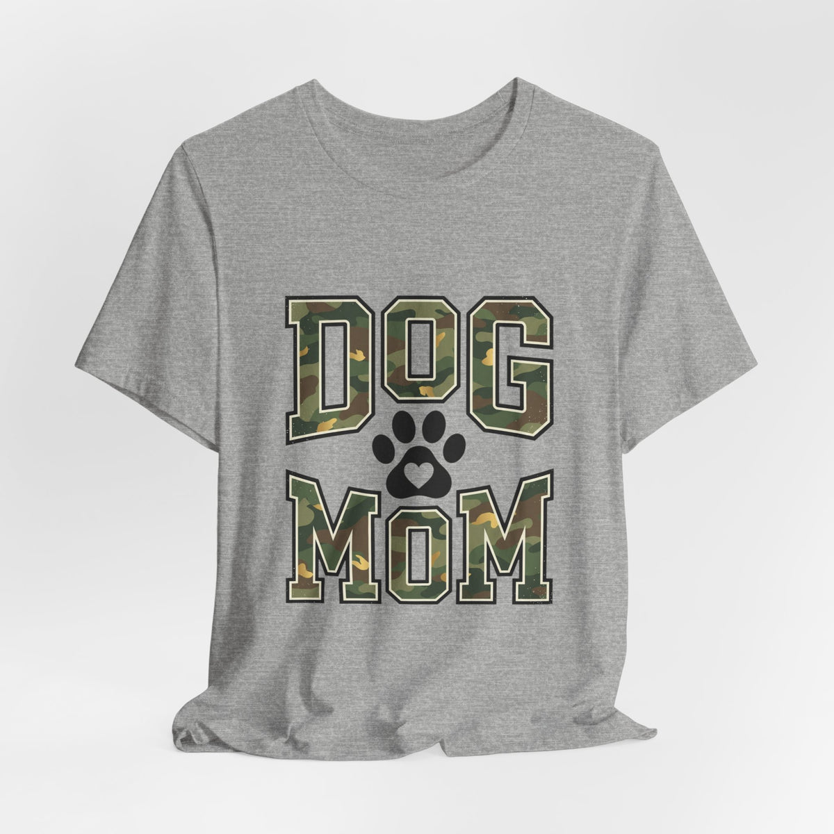Dog Mom Camo Lettering T-Shirt | Paw Print Tee