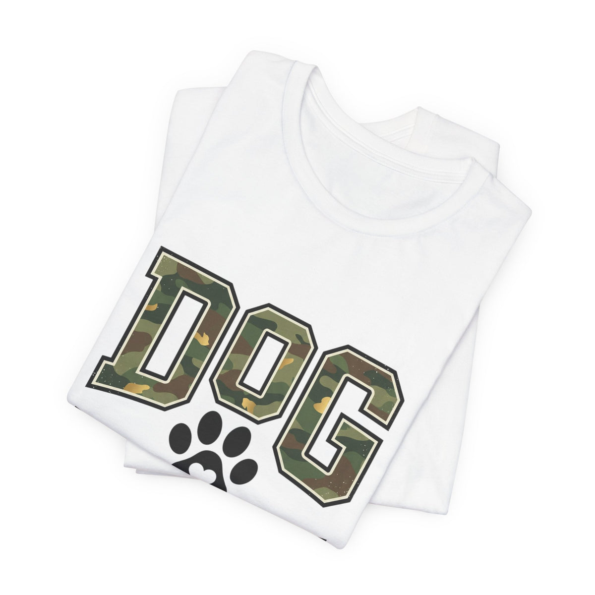 Dog Mom Camo Lettering T-Shirt | Paw Print Tee