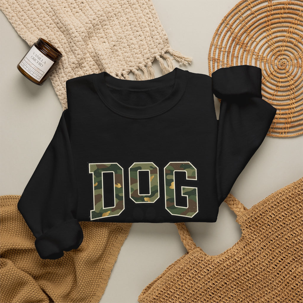 Dog Mom Camo Lettering Sweatshirt | Paw Print