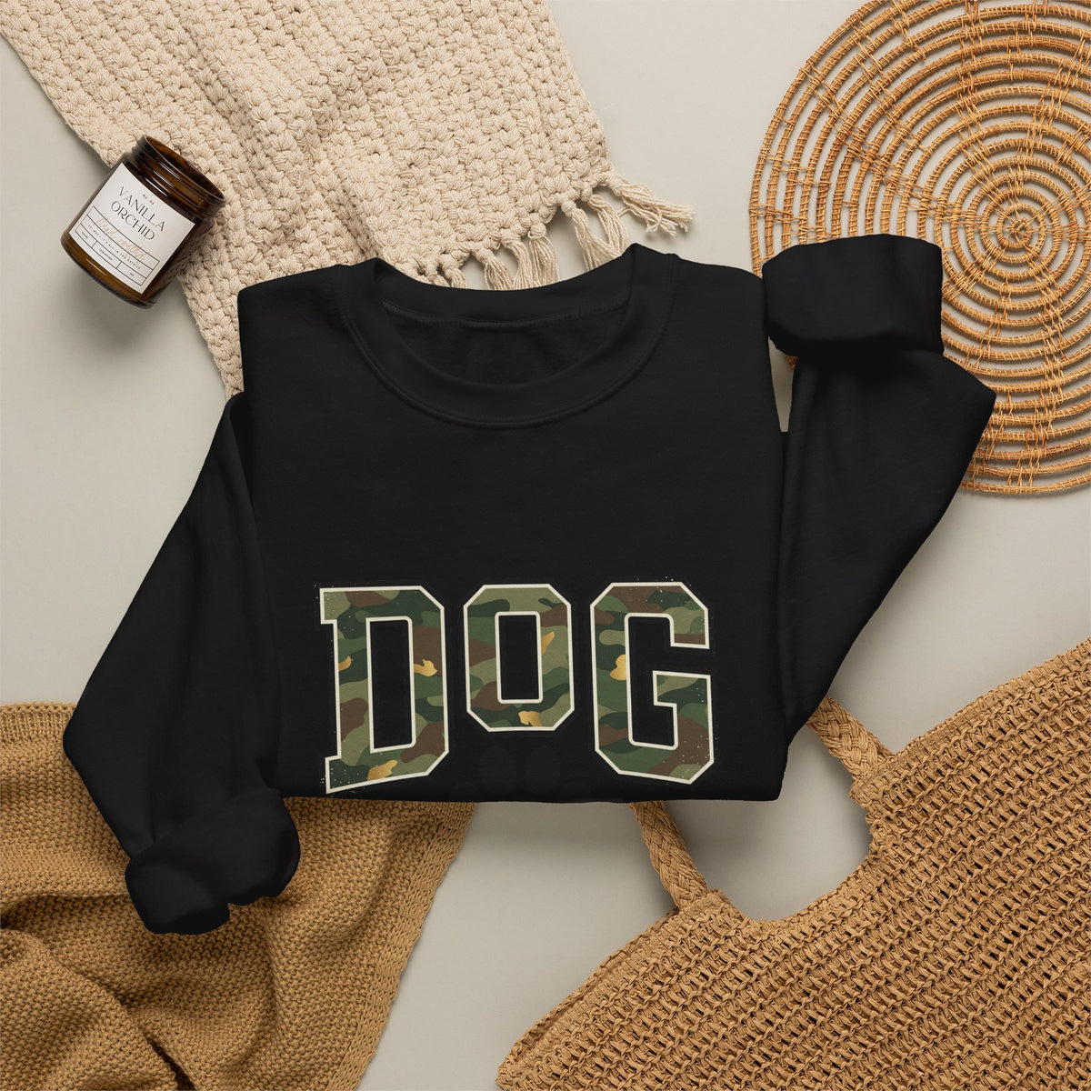 Dog Mom Camo Lettering Sweatshirt | Paw Print