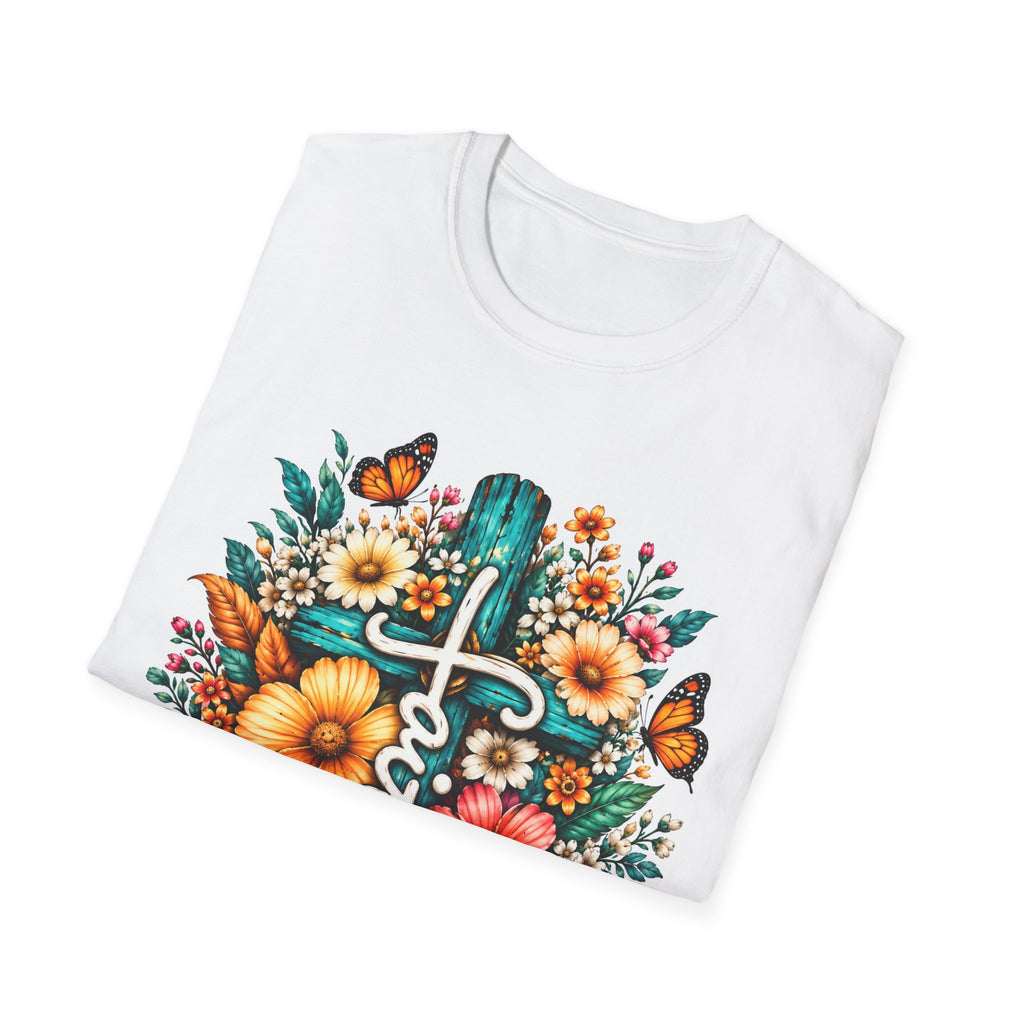 Faith Floral Cross T-Shirt – Colorful Christian Wildflower Design