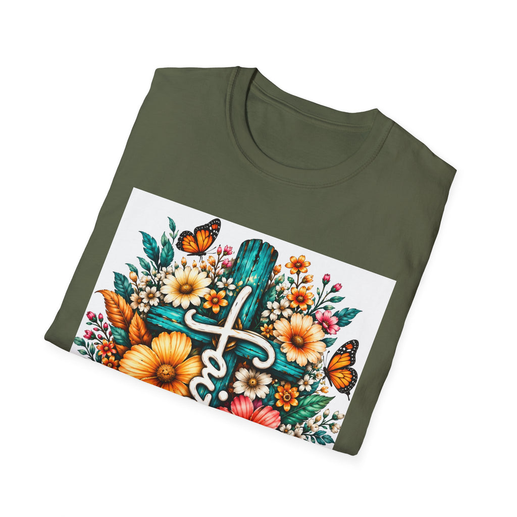 Faith Floral Cross T-Shirt – Colorful Christian Wildflower Design