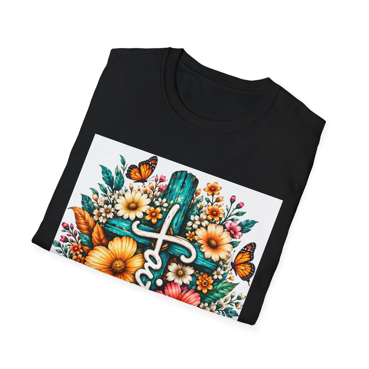 Faith Floral Cross T-Shirt – Colorful Christian Wildflower Design