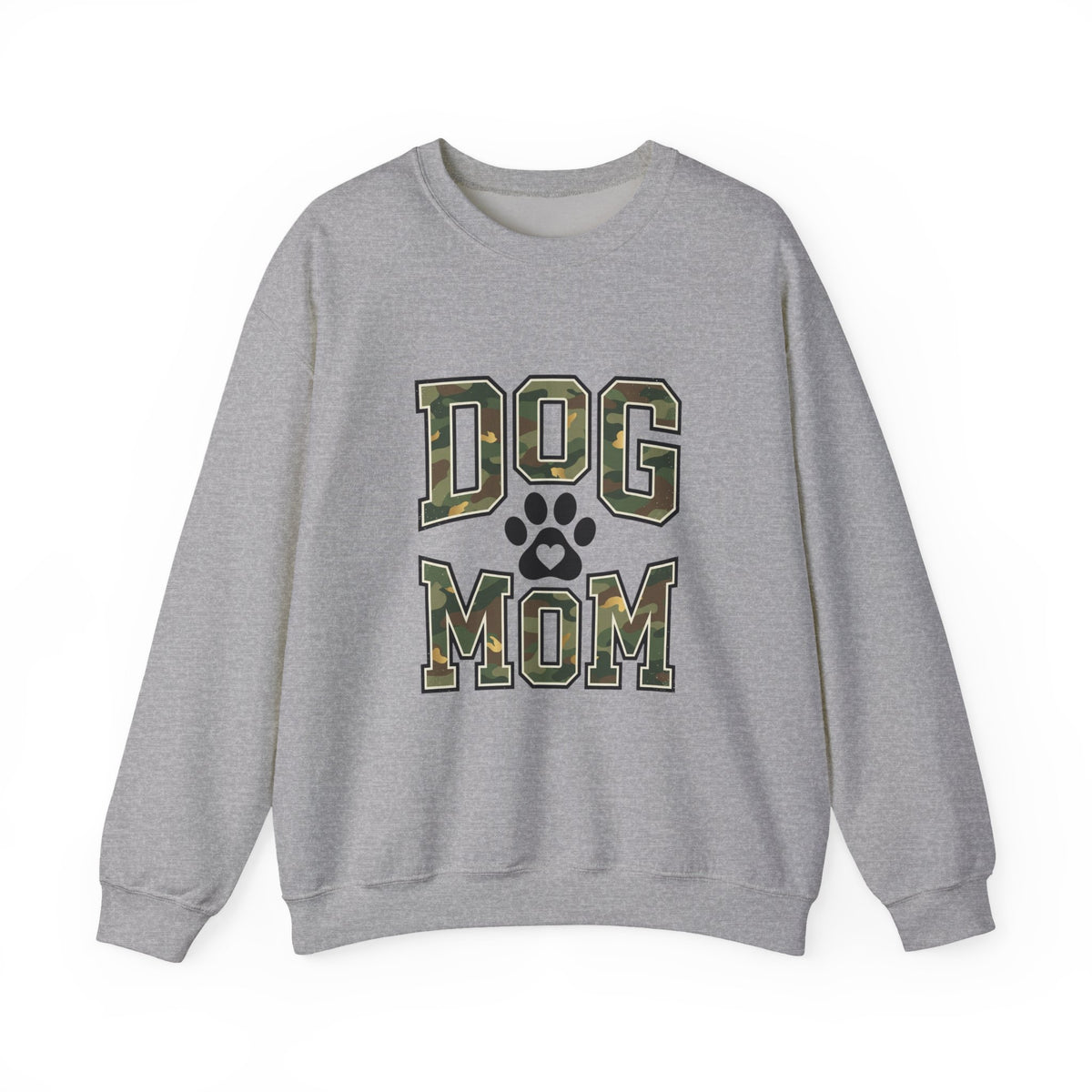 Dog Mom Camo Lettering Sweatshirt | Paw Print