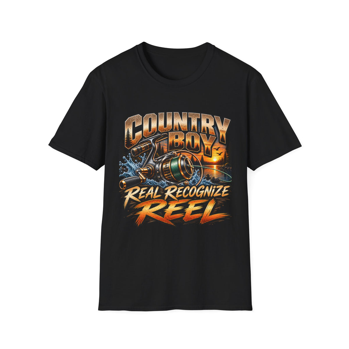 Country Boy Real Recognize Reel Fishing T-Shirt