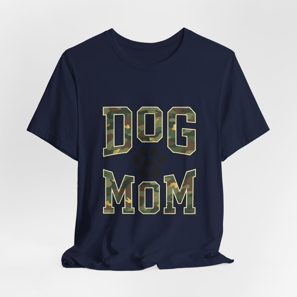 Dog Mom Camo Lettering T-Shirt | Paw Print Tee