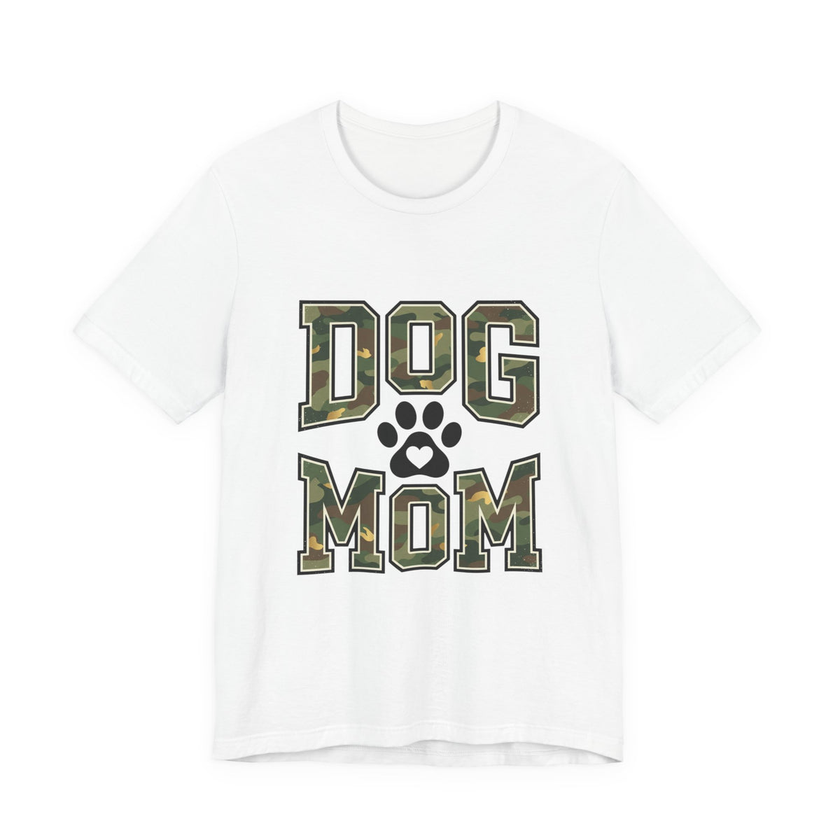 Dog Mom Camo Lettering T-Shirt | Paw Print Tee