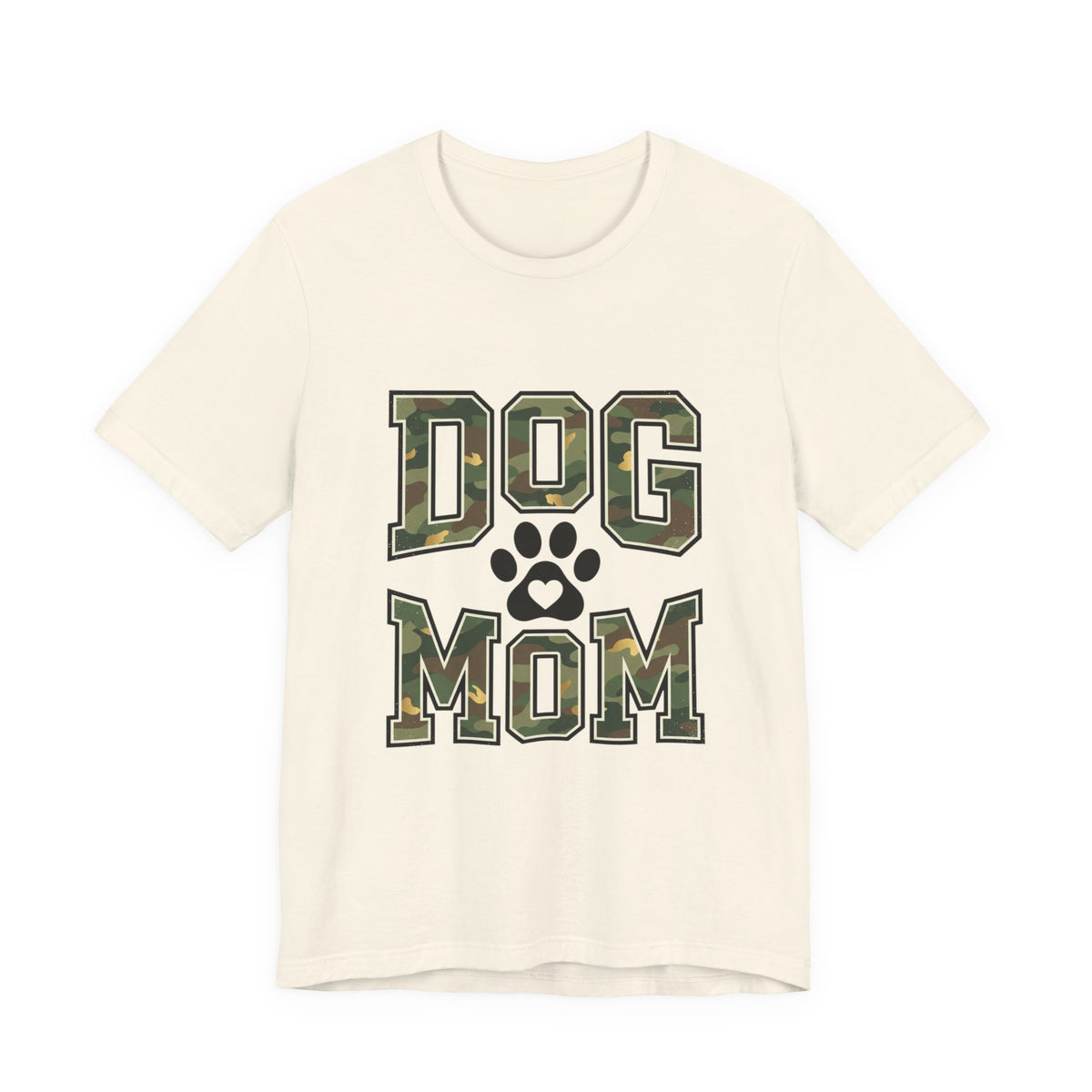 Dog Mom Camo Lettering T-Shirt | Paw Print Tee