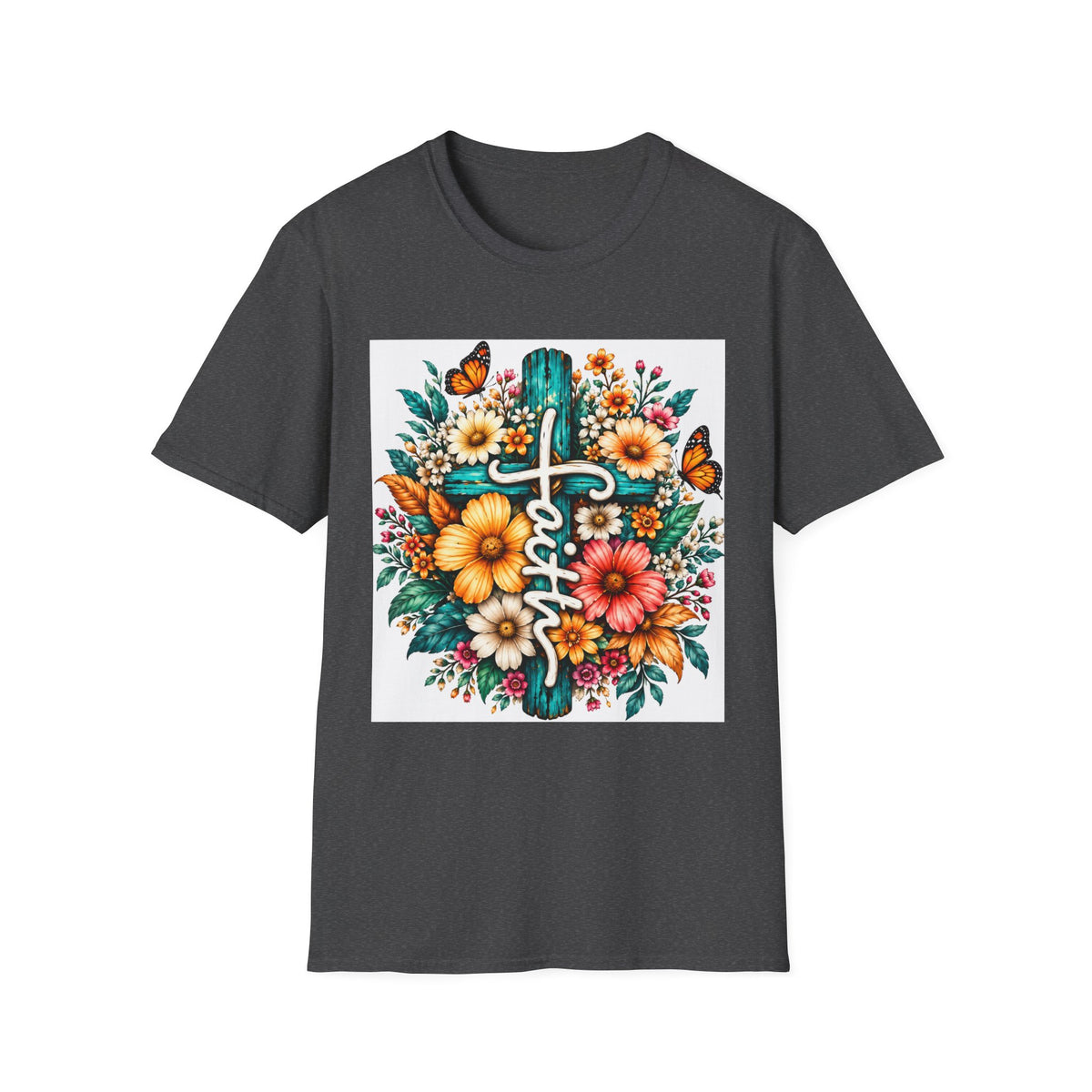 Faith Floral Cross T-Shirt – Colorful Christian Wildflower Design