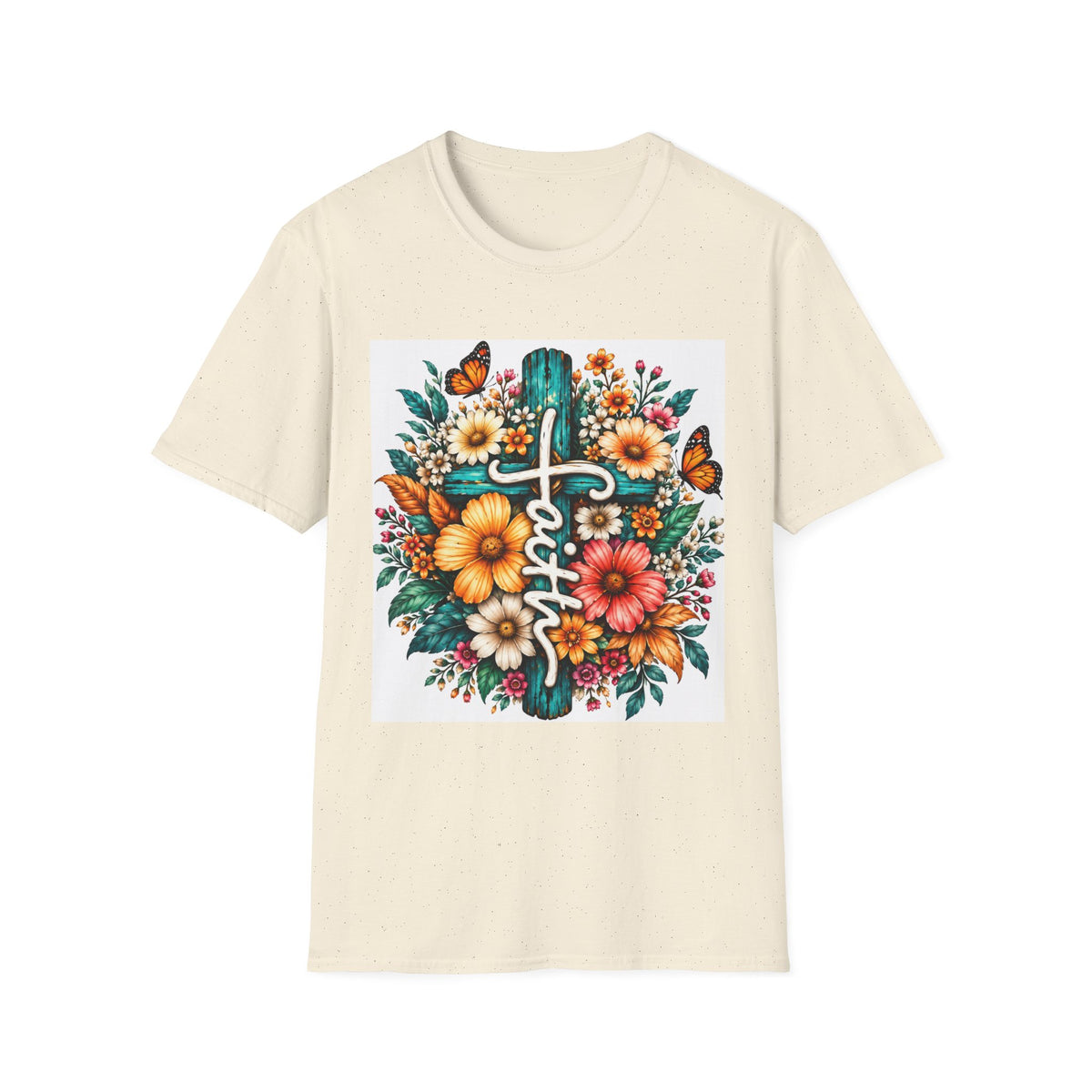 Faith Floral Cross T-Shirt – Colorful Christian Wildflower Design