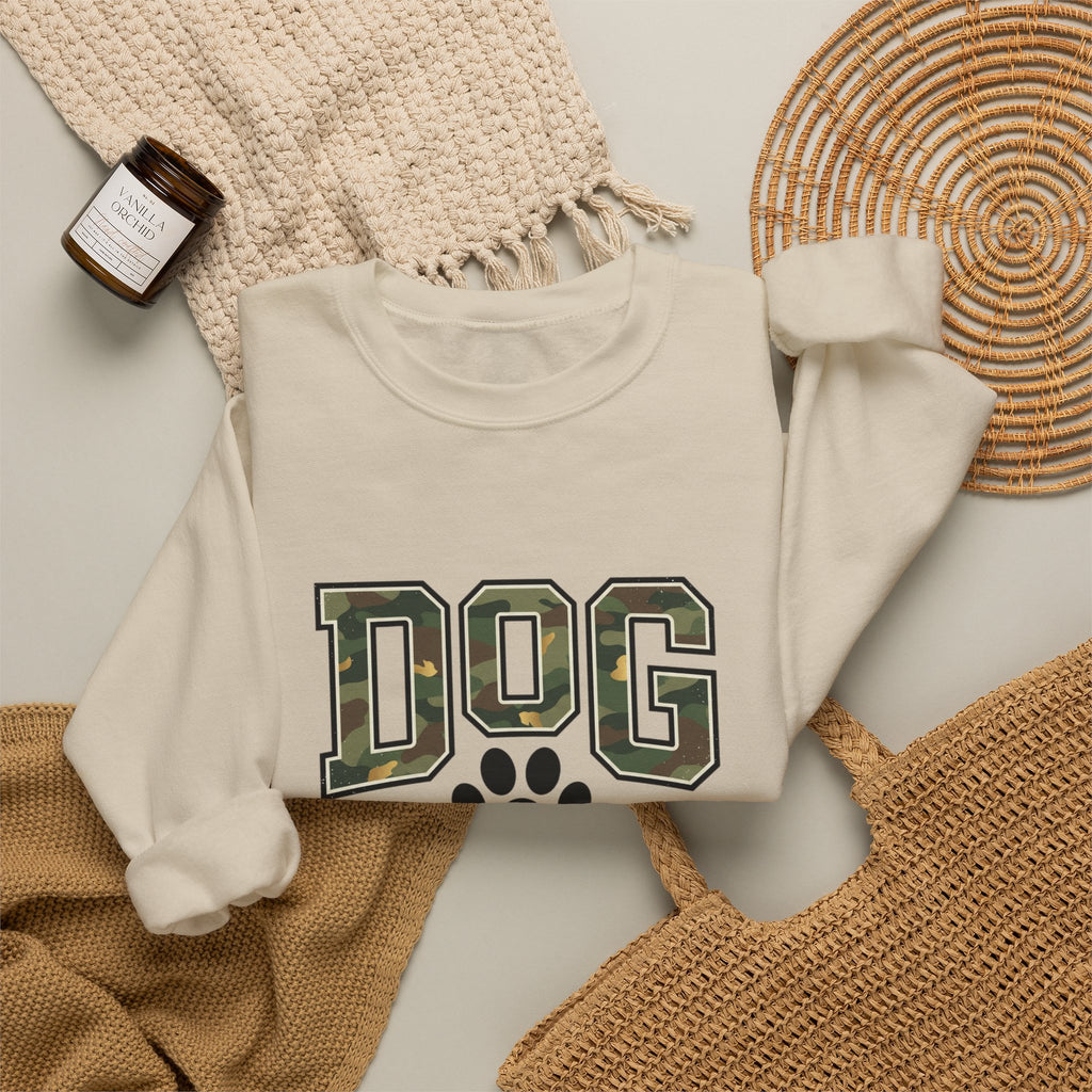 Dog Mom Camo Lettering Sweatshirt | Paw Print
