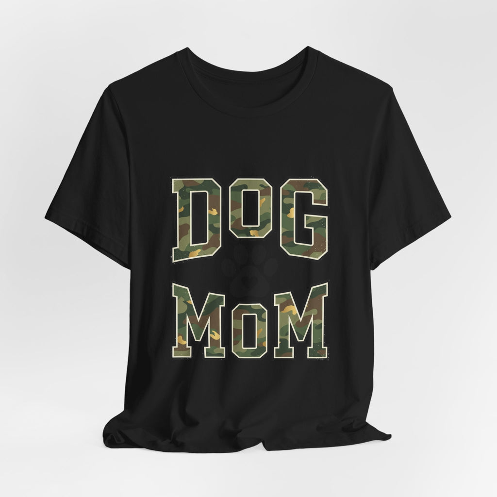Dog Mom Camo Lettering T-Shirt | Paw Print Tee