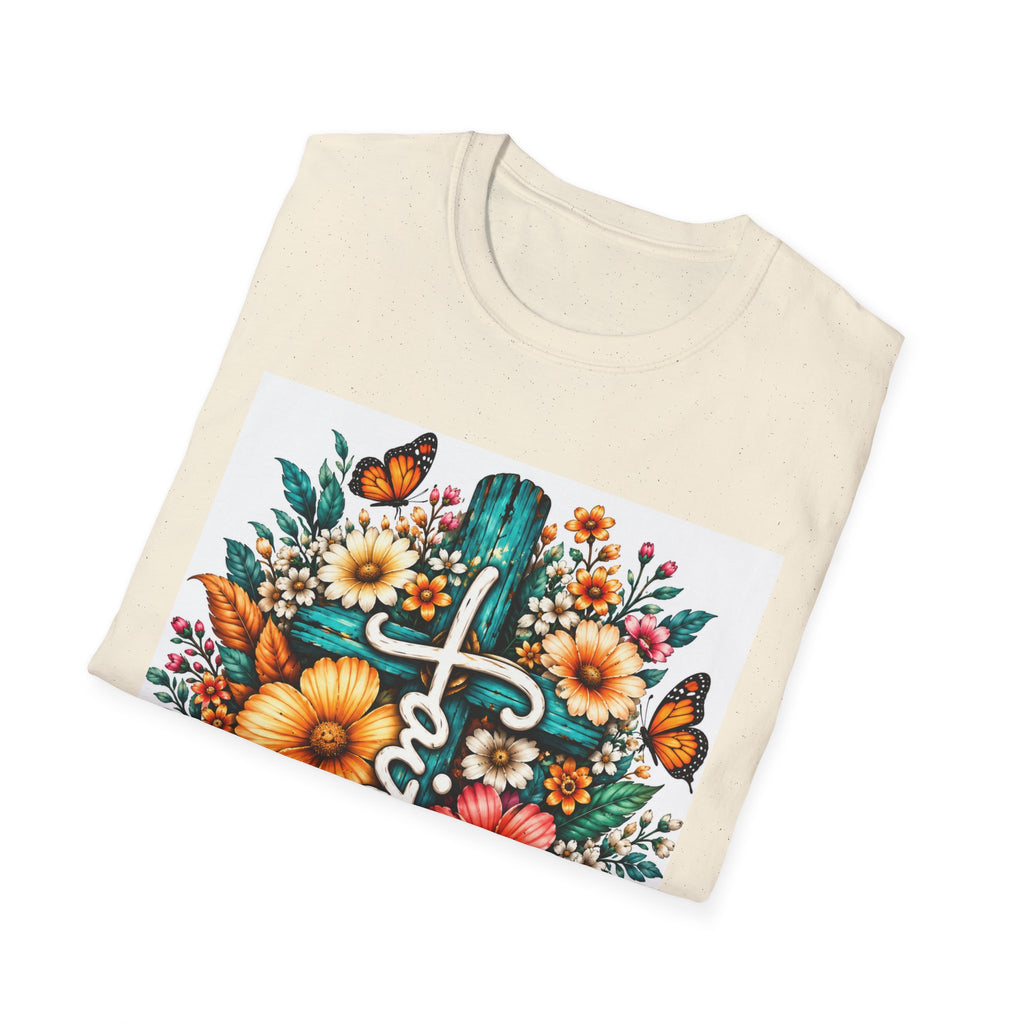 Faith Floral Cross T-Shirt – Colorful Christian Wildflower Design