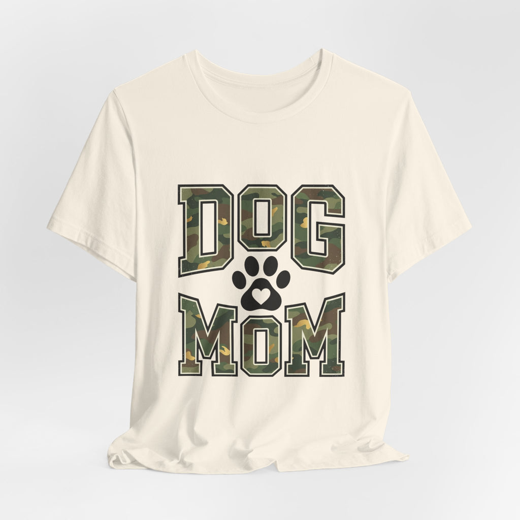 Dog Mom Camo Lettering T-Shirt | Paw Print Tee