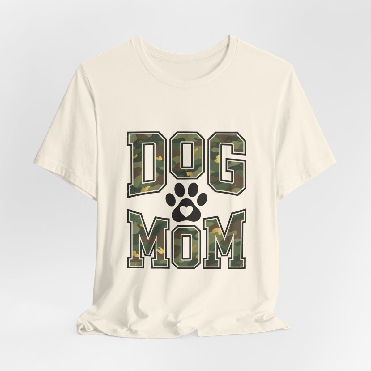 Dog Mom Camo Lettering T-Shirt | Paw Print Tee