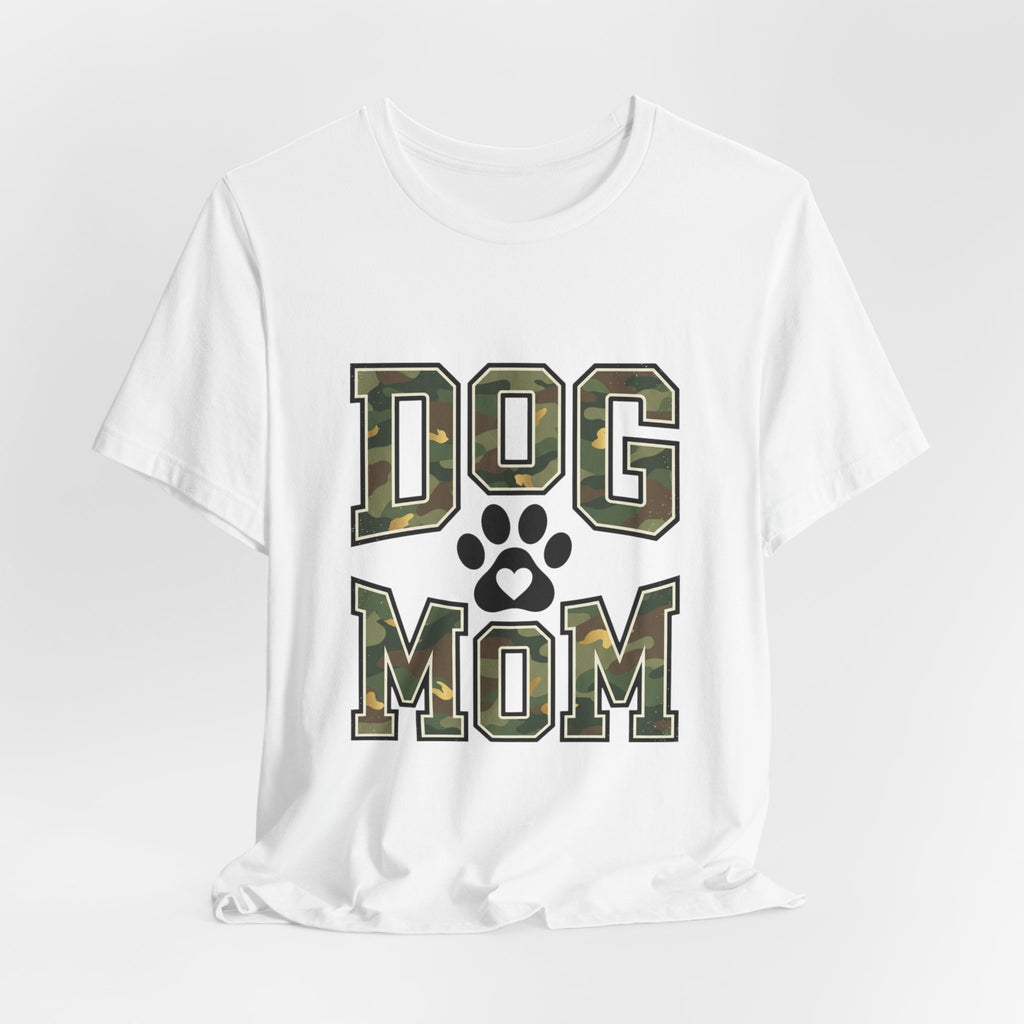 Dog Mom Camo Lettering T-Shirt | Paw Print Tee