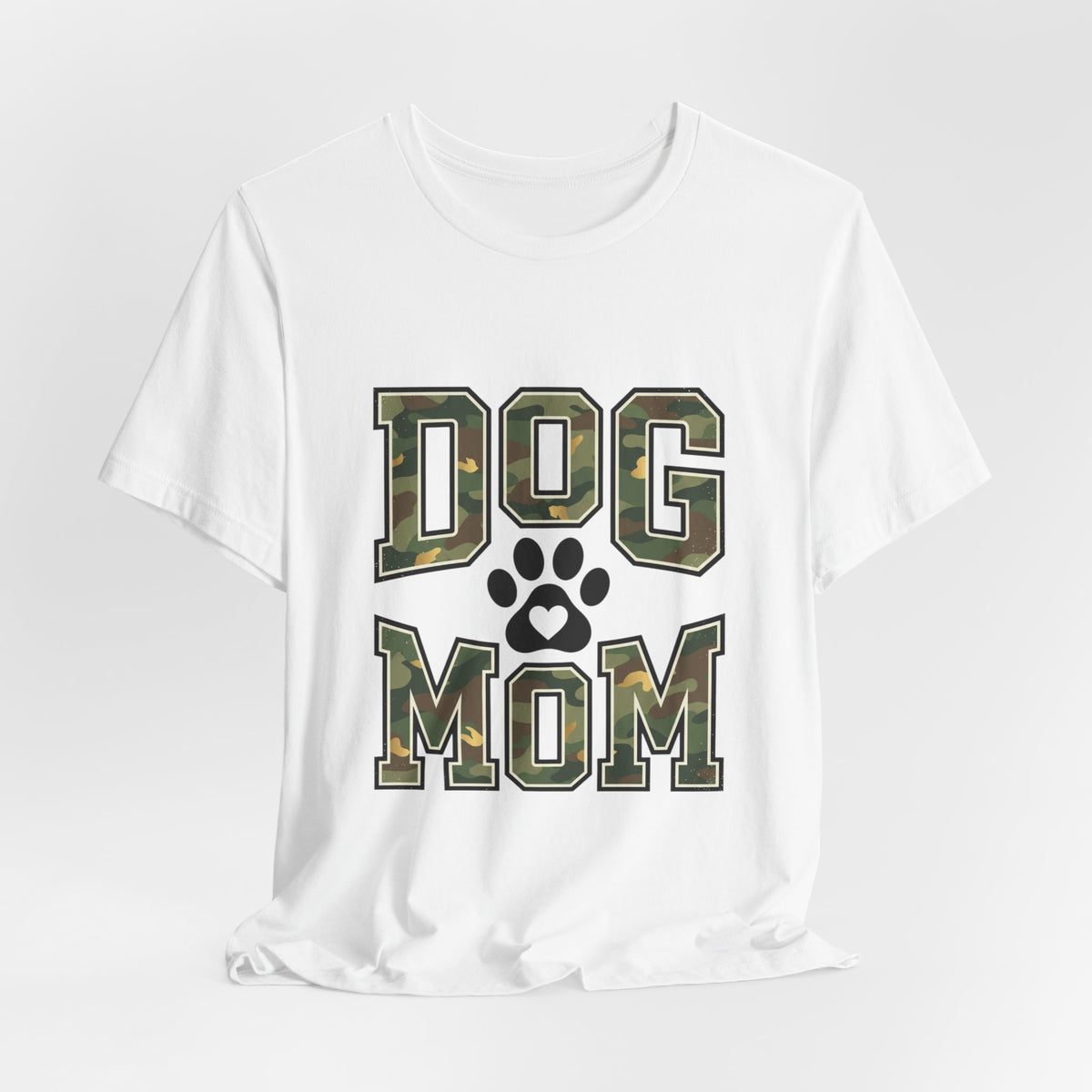 Dog Mom Camo Lettering T-Shirt | Paw Print Tee