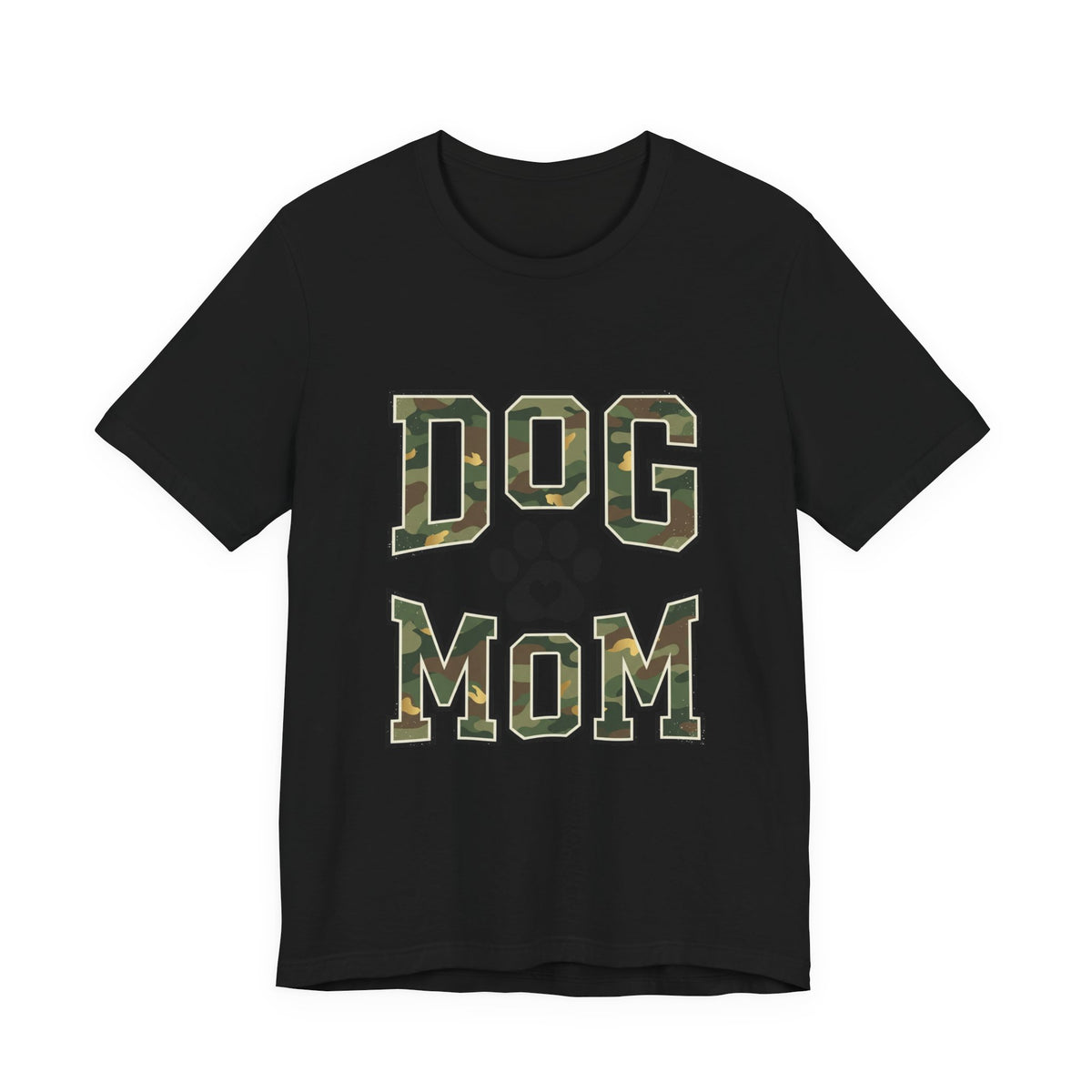 Dog Mom Camo Lettering T-Shirt | Paw Print Tee