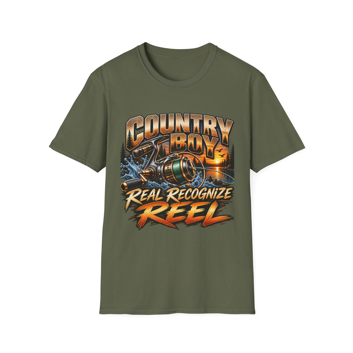 Country Boy Real Recognize Reel Fishing T-Shirt