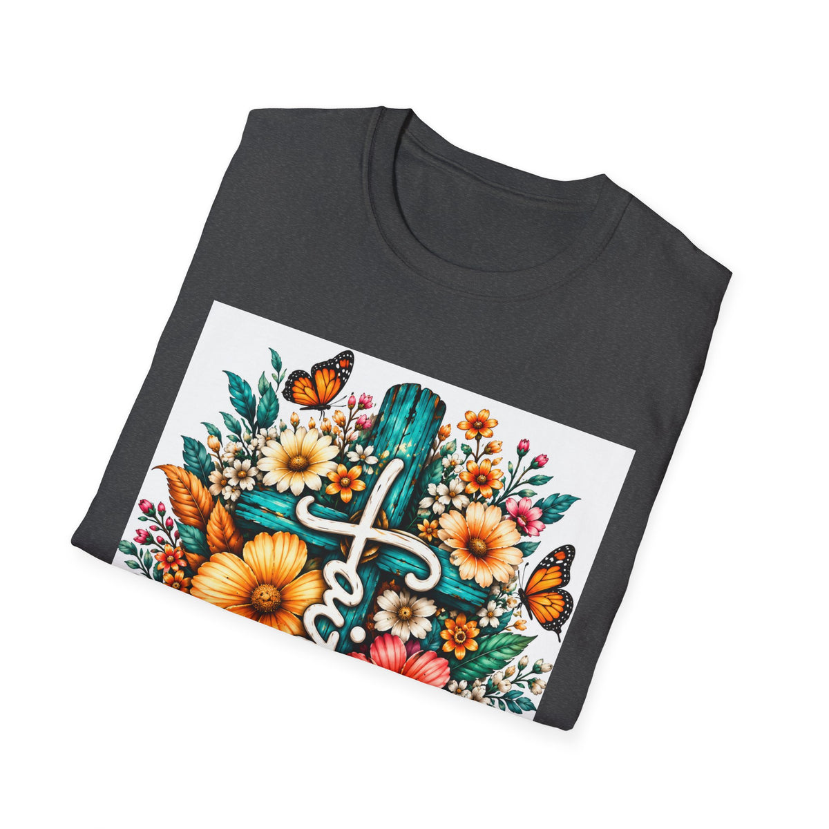 Faith Floral Cross T-Shirt – Colorful Christian Wildflower Design