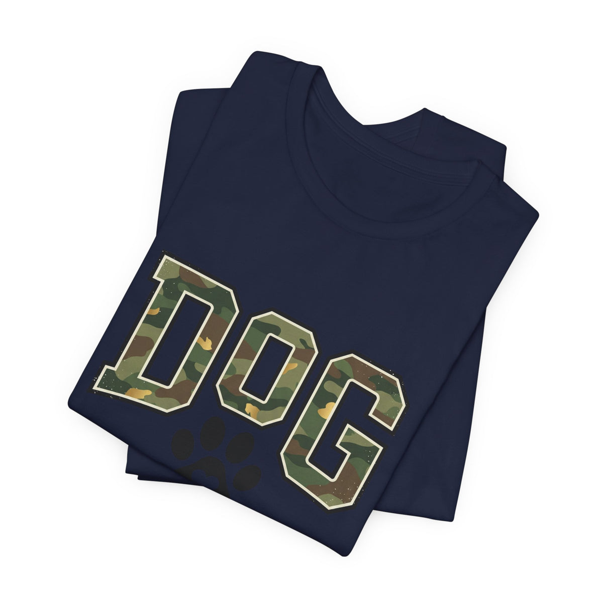 Dog Mom Camo Lettering T-Shirt | Paw Print Tee