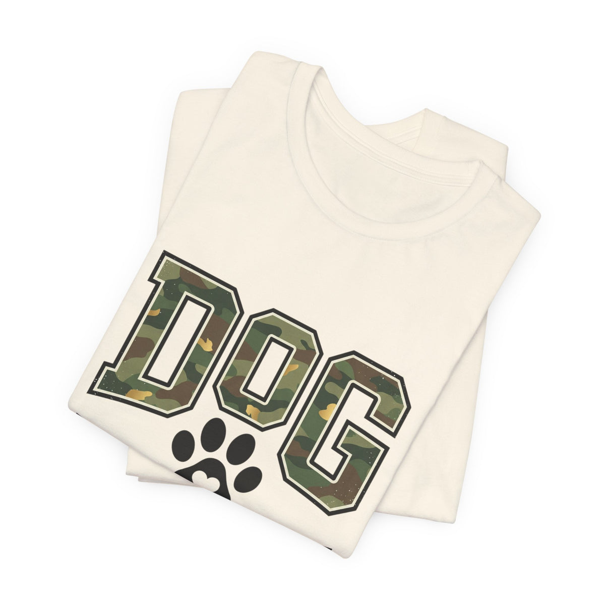 Dog Mom Camo Lettering T-Shirt | Paw Print Tee