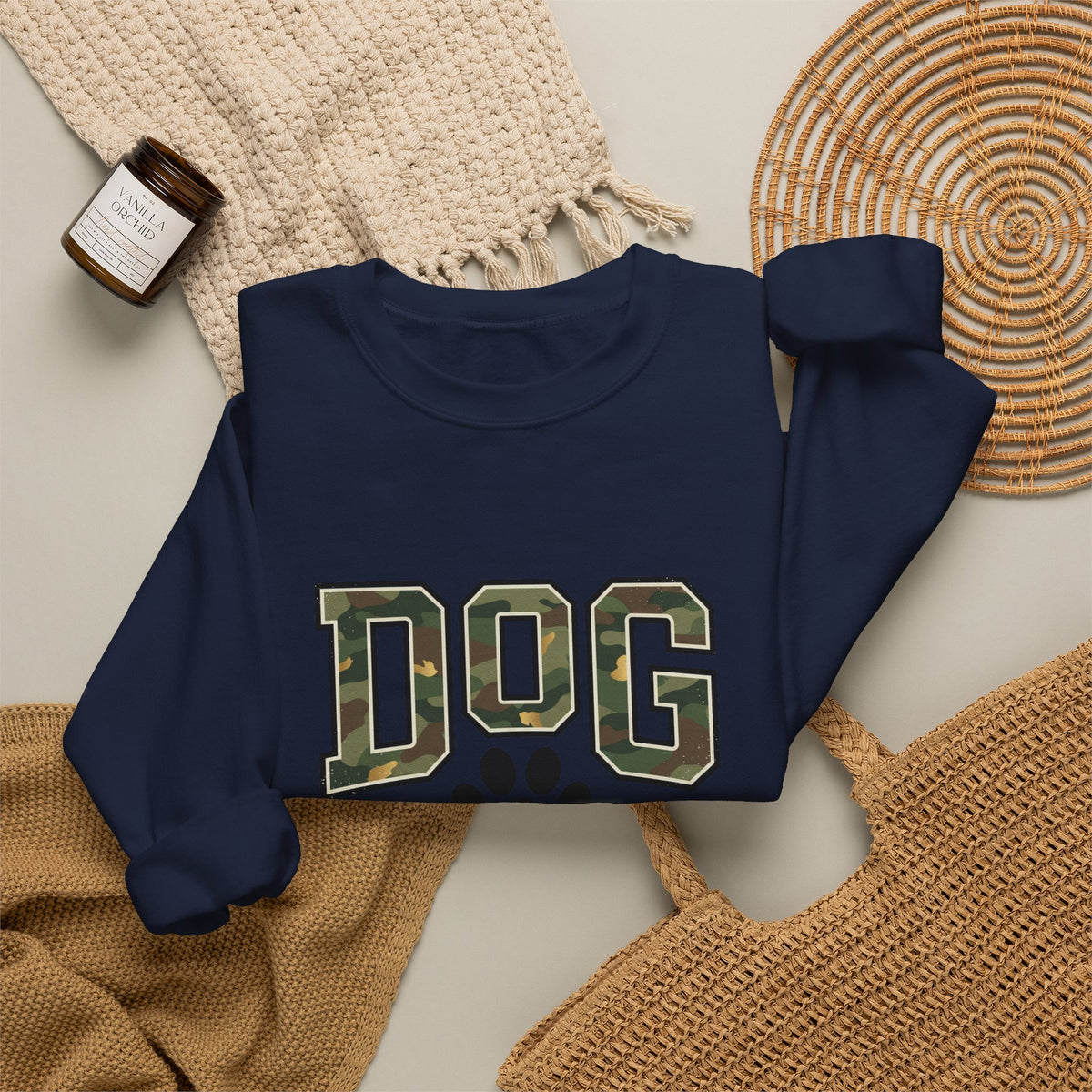 Dog Mom Camo Lettering Sweatshirt | Paw Print