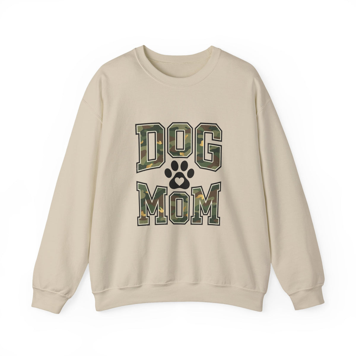 Dog Mom Camo Lettering Sweatshirt | Paw Print