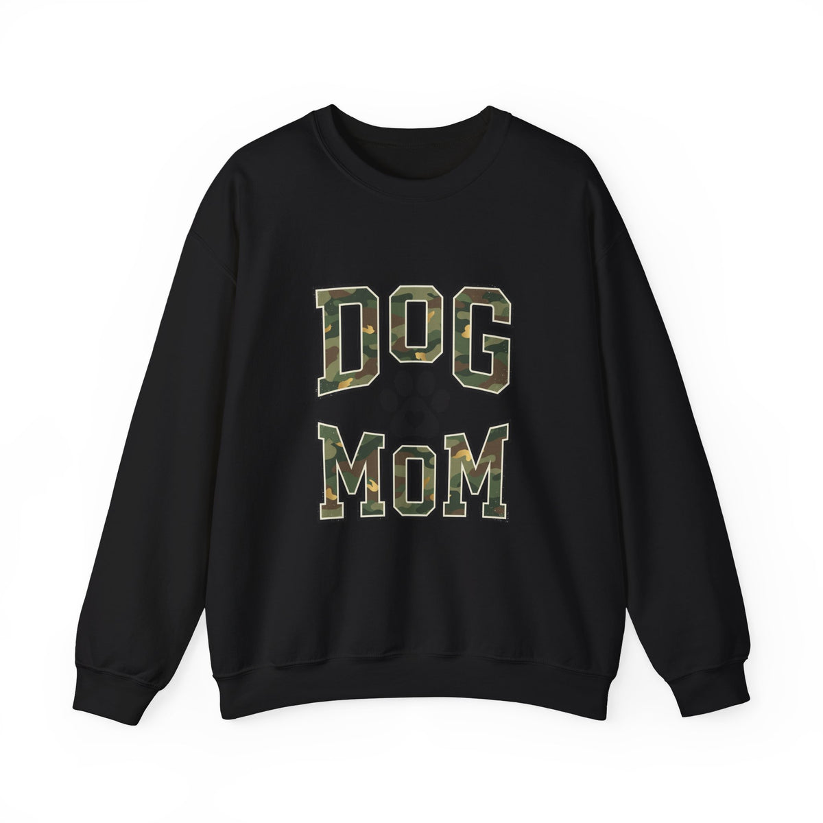 Dog Mom Camo Lettering Sweatshirt | Paw Print